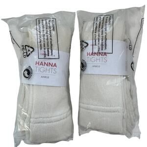 NWT Set of 2 Hanna Andersson 130 Ankle Tights Cream